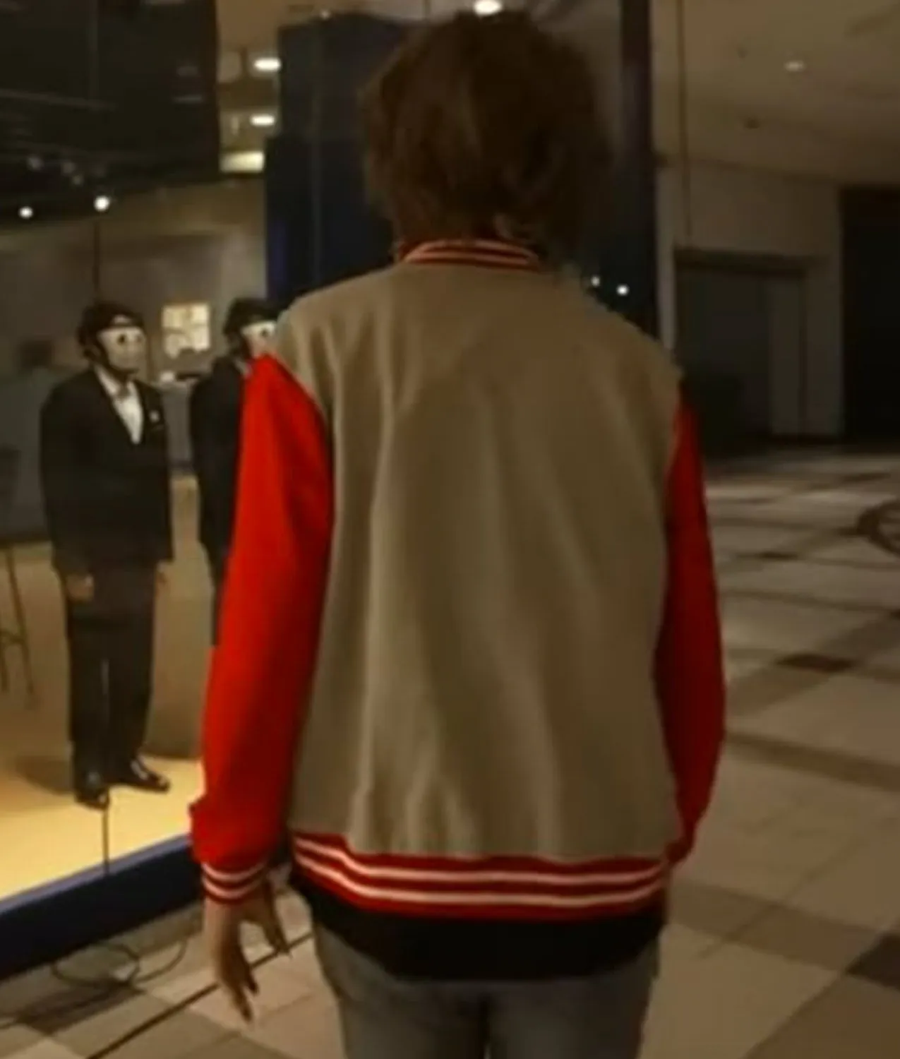 Genloss red gray varsity fleece jacket