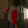Genloss red gray varsity jacket