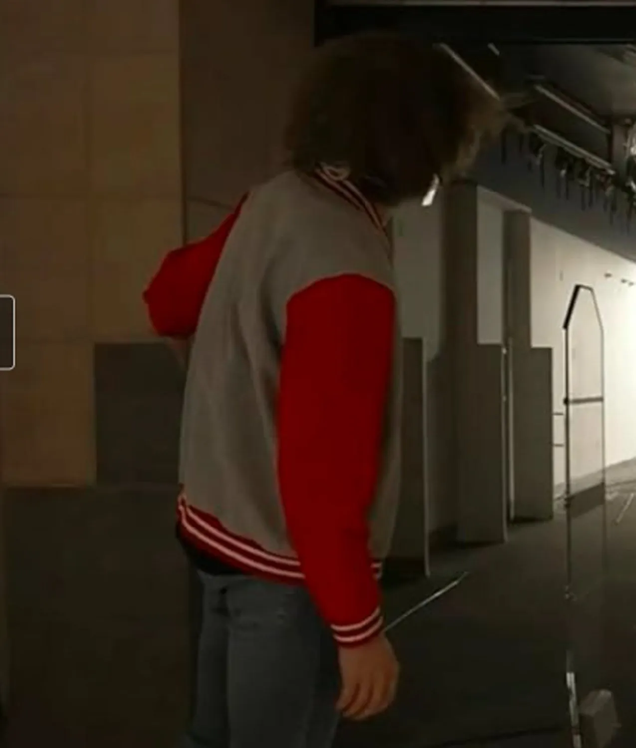 Genloss red gray varsity jacket