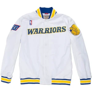 Golden state warriors authentic 1991 98 warm up satin varsity jacket