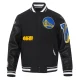 Golden state warriors black wool varsity jacket
