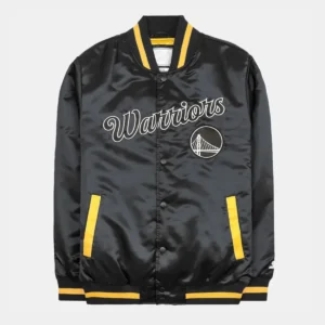 Golden state warriors classic black satin jacket