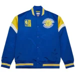 Golden State Warriors Cooperstown Heavyweight Blue Satin Jacket