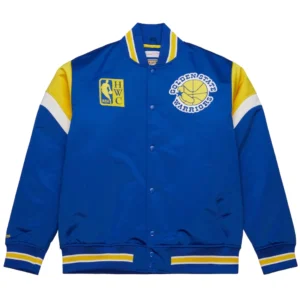 Golden state warriors cooperstown full snap satin varsity jacket 3