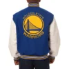 Golden state warriors domestic two tone wool and leather jacket blue white 2
