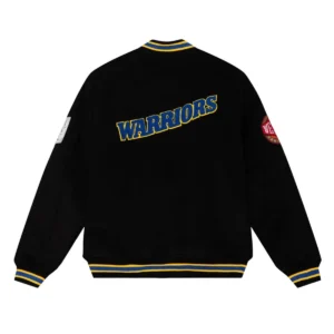 Golden state warriors full snap black jacket