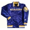Golden state warriors full zip blue satin jacket
