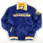 Golden State Warriors Full-Zip Royal Blue Satin Jacket