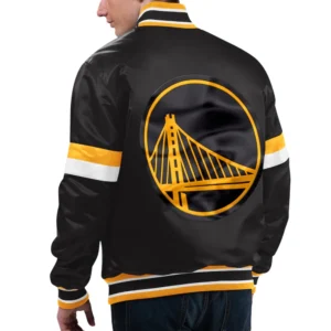 Golden state warriors home game satin varsity jacket black