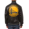 Golden state warriors leather varsity jacket black 2