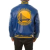 Golden state warriors leather varsity jacket blue 2