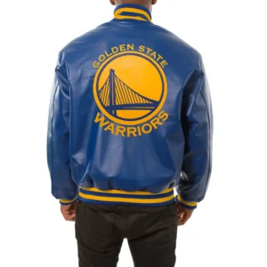 Golden state warriors leather varsity jacket blue 2