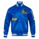 Golden state warriors old english satin varsity jacket