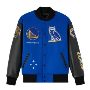 Golden state warriors ovo x nba wool leather jacket