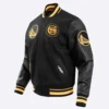 Golden state warriors pro standard chest bay area black varsity jacket 1