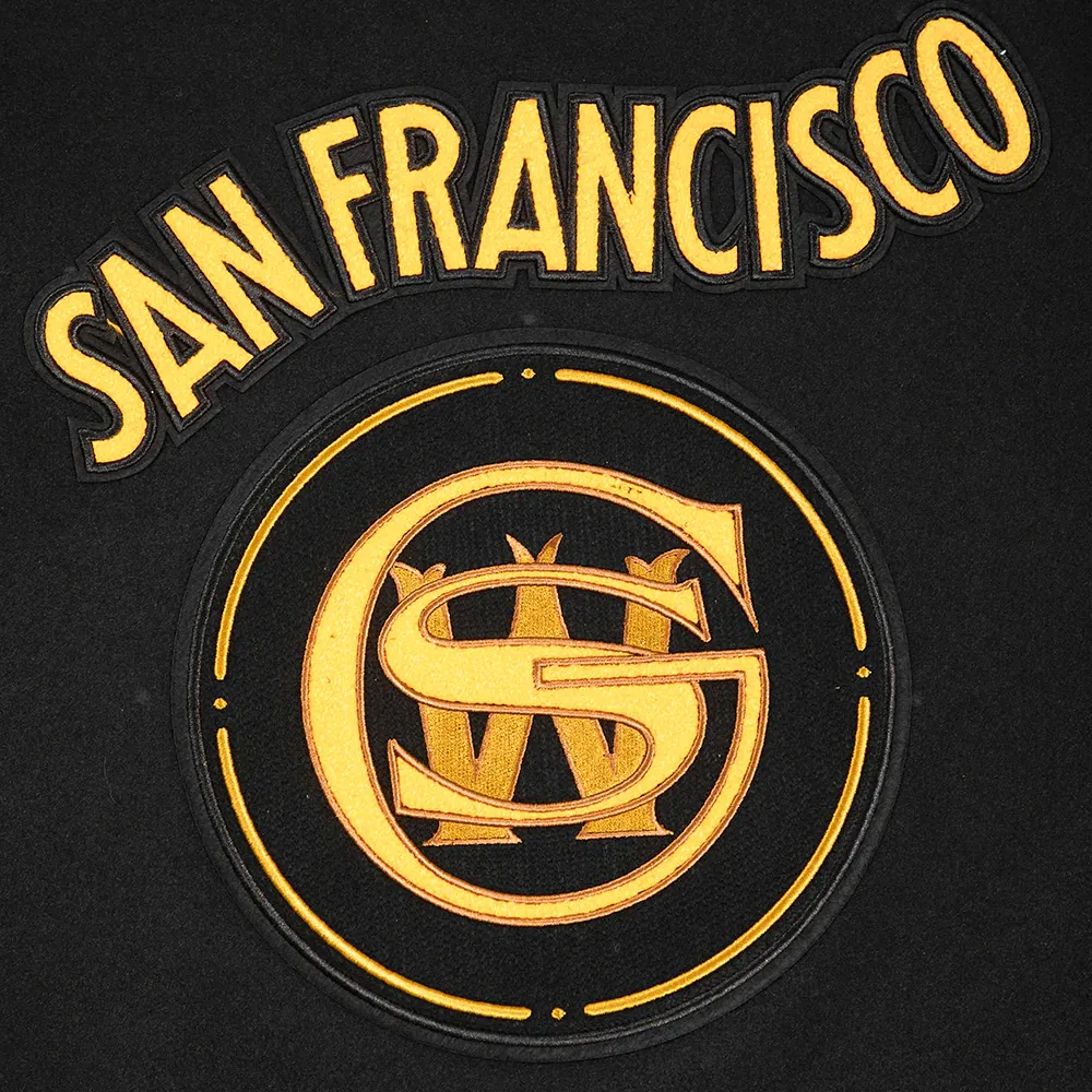 Golden state warriors pro standard chest bay area black varsity jacket 10