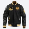 Golden state warriors pro standard chest bay area black varsity jacket 2