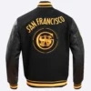 Golden state warriors pro standard chest bay area black varsity jacket 4