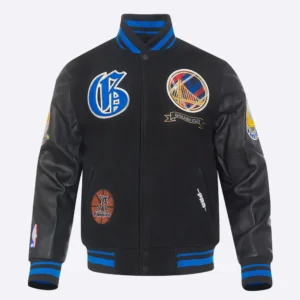 Golden state warriors pro standard pro prep black varsity jacket 2