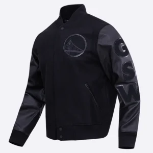 Golden state warriors pro standard triple black varsity jacket 1