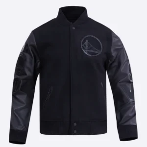 Golden state warriors pro standard triple black varsity jacket 2