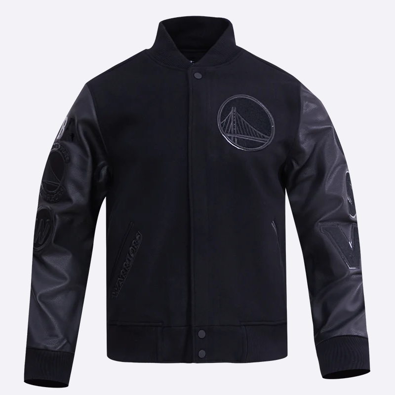 Golden state warriors pro standard triple black varsity jacket 2
