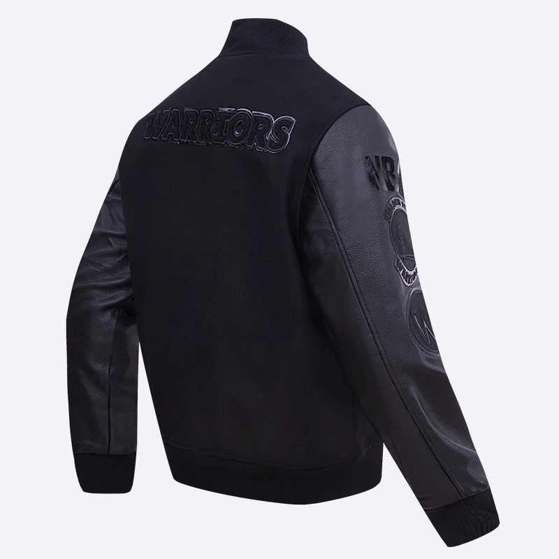 Golden state warriors pro standard triple black varsity jacket 3