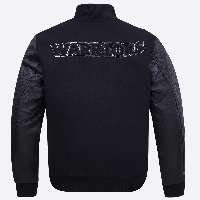 Golden state warriors pro standard triple black varsity jacket 4