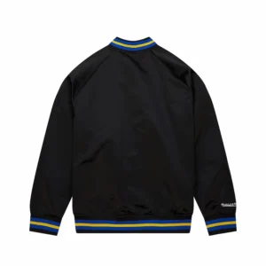 Golden state warriors raglan full snap satin varsity jacket 1