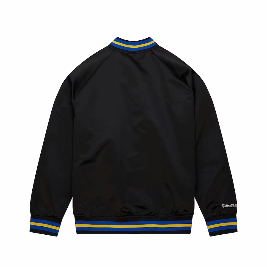 Golden state warriors raglan full snap satin varsity jacket 1