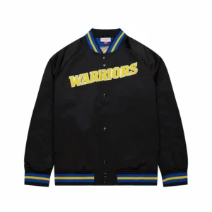 Golden state warriors raglan full snap satin varsity jacket 4