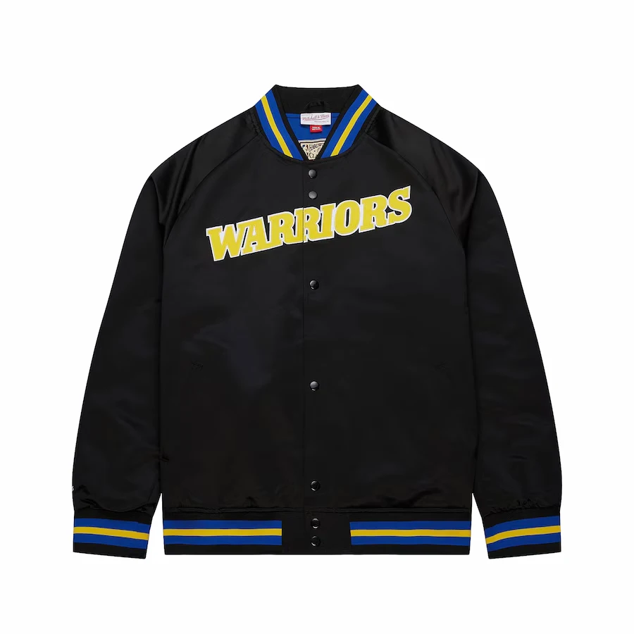Golden state warriors raglan full snap satin varsity jacket 4