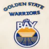 Golden state warriors retro classic full snap satin varsity jacket cream 5