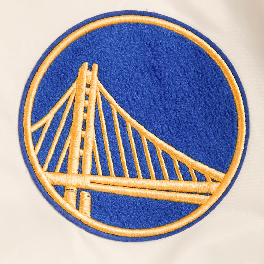 Golden state warriors retro classic full snap satin varsity jacket cream 6