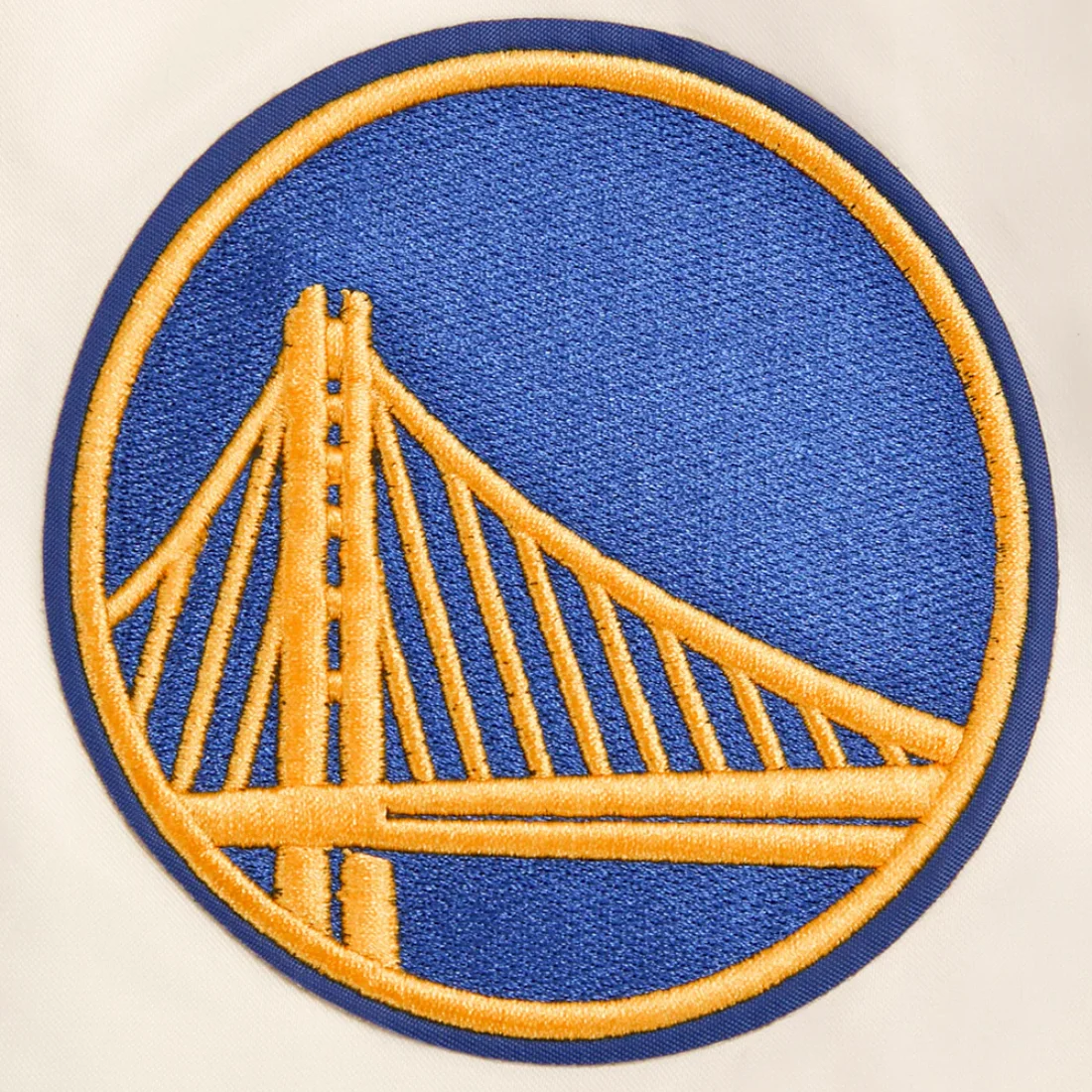 Golden state warriors retro classic full snap satin varsity jacket cream 7