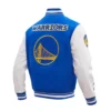 Golden state warriors retro classic woolleather varsity jacket blue white 3