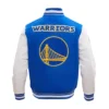Golden state warriors retro classic woolleather varsity jacket blue white 4