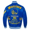 Golden state warriors royal old english satin jacket