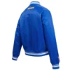 Golden state warriors script womens full snap satin varsity jacket blue 4