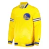 Golden state warriors slider full snap satin varsity jacket yellow 2