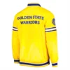 Golden state warriors slider full snap satin varsity jacket yellow 4