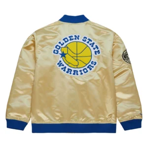 Golden state warriors team og 20 full zip satin varsity jacket gold 2