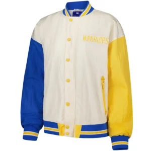 Golden state warriors terez full snap bomber jacket white 1