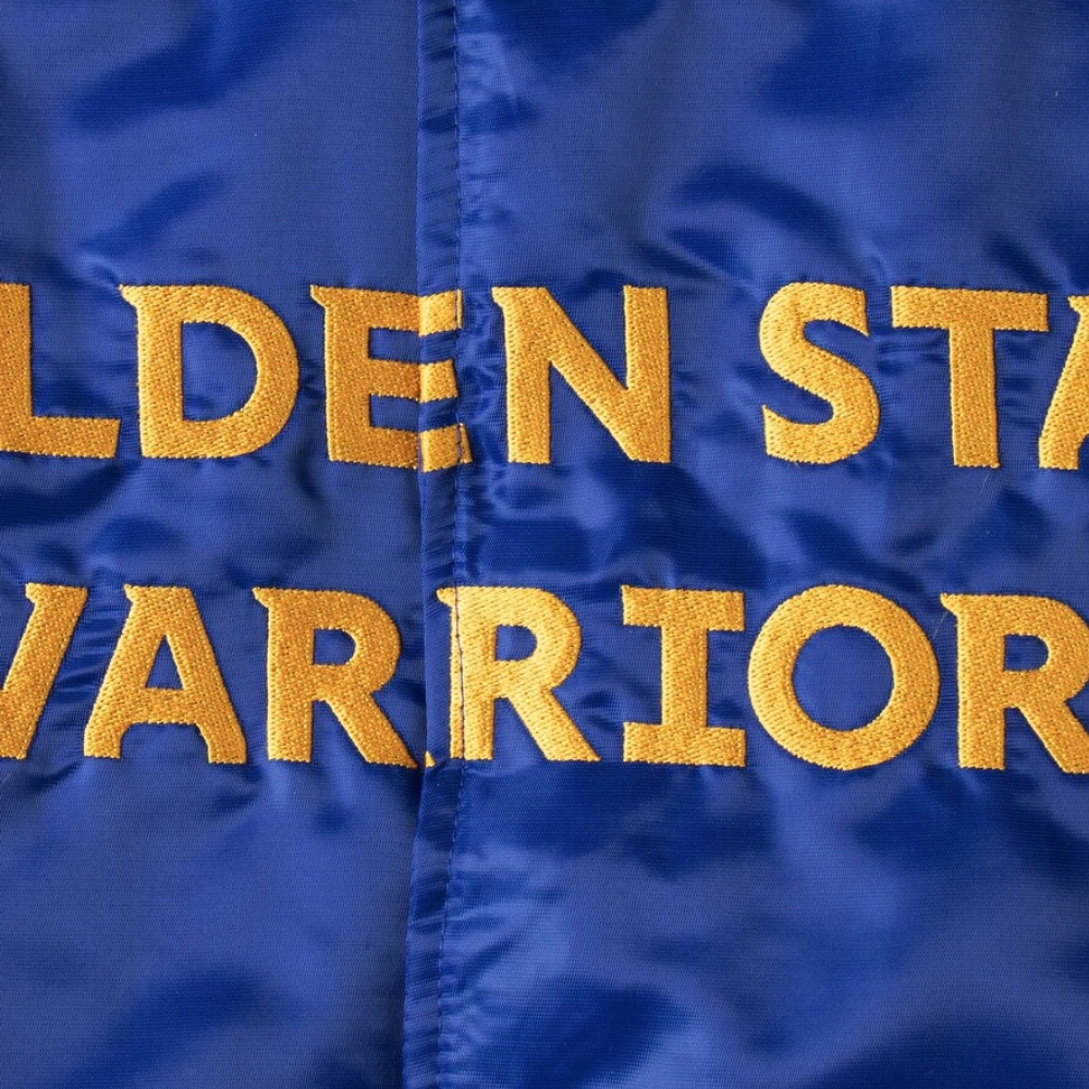 Golden state warriors the offensive satin varsity jacket blue
