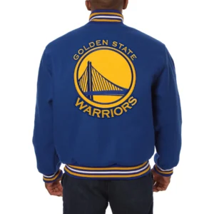 Golden state warriors wool varsity jacket royal 1