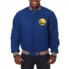 Golden state warriors wool varsity jacket royal