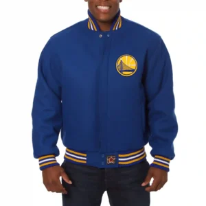 Golden state warriors wool varsity jacket royal