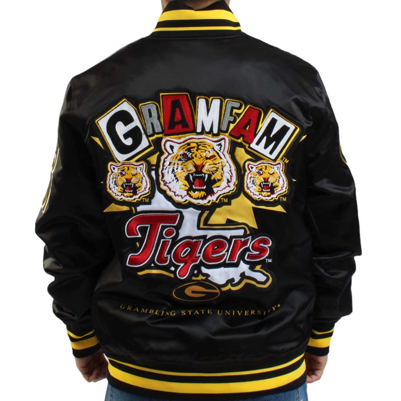 Grambling state tigers homecoming black satin jacket