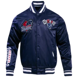 Grambling state tigers homecoming rib knitted satin varsity navy jacket