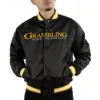 Grambling state tigers lightweight satin full snap varsity black jacket